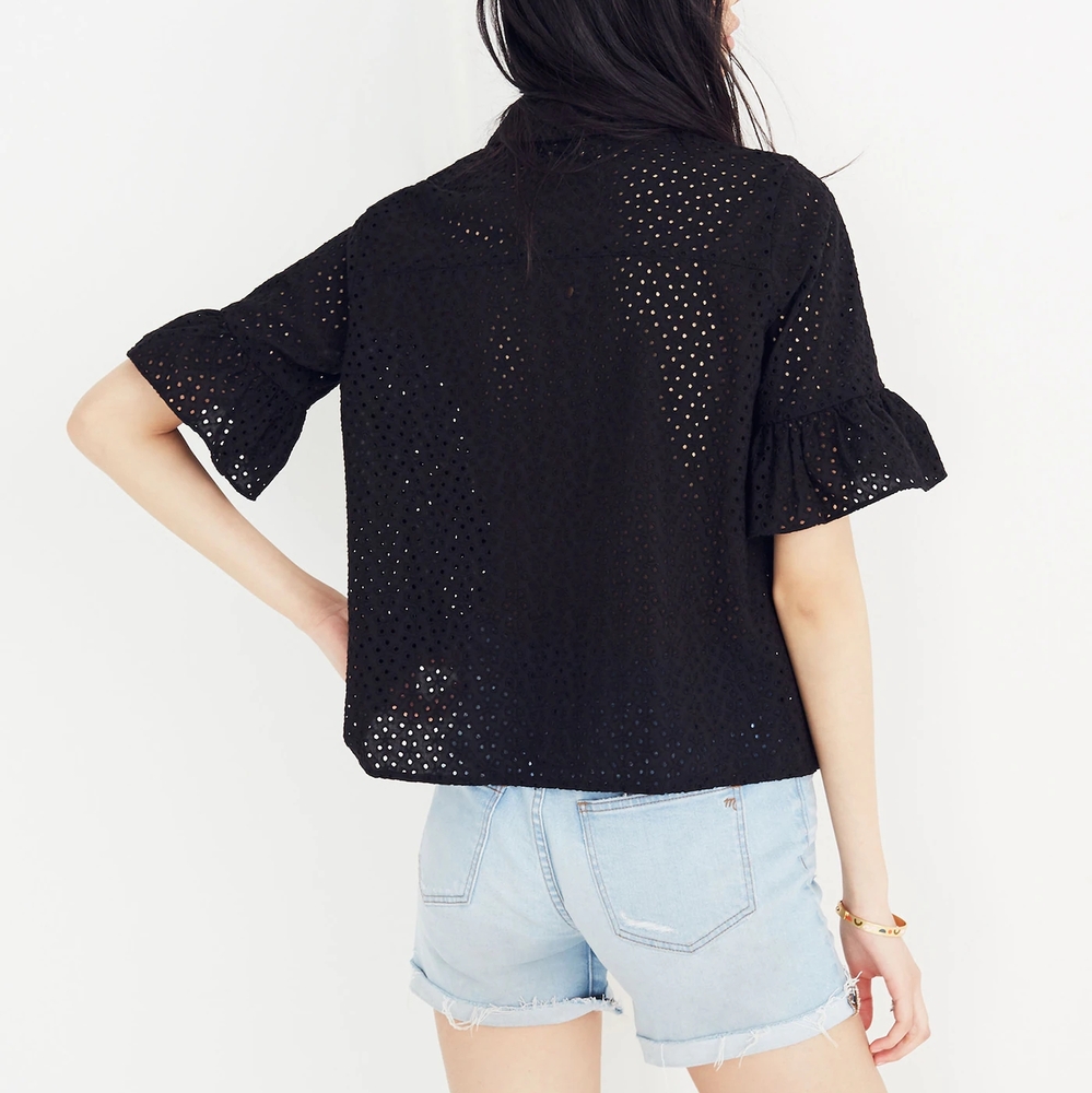 Madewell Black and White Boxy Button Down Shirt - Picture 3 of 6
